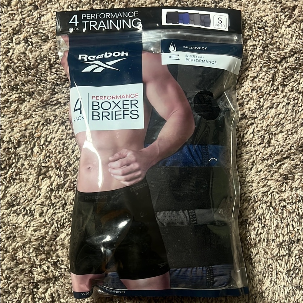 Reebok Black Boxer Briefs 4 Pack Comfortable Fit